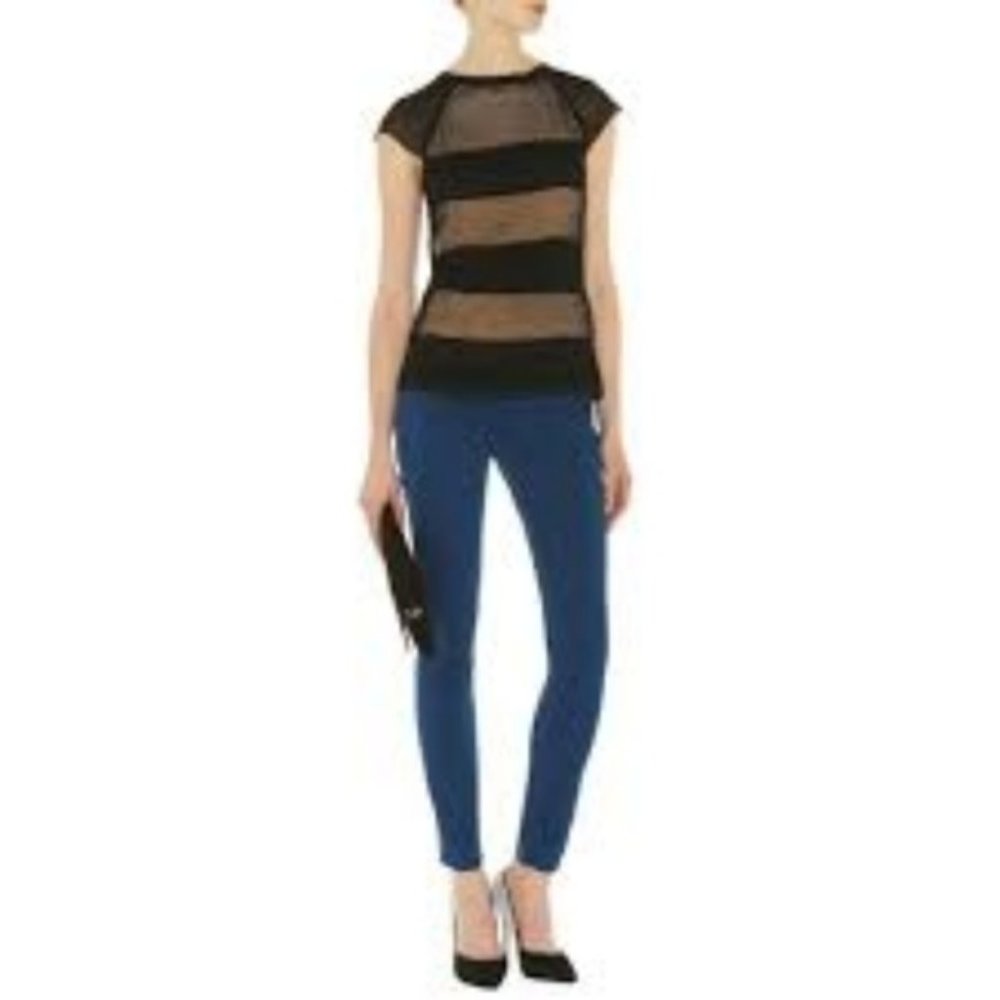 Karen Millen Black Sheer Panel‎ Top Size 4 NWT
